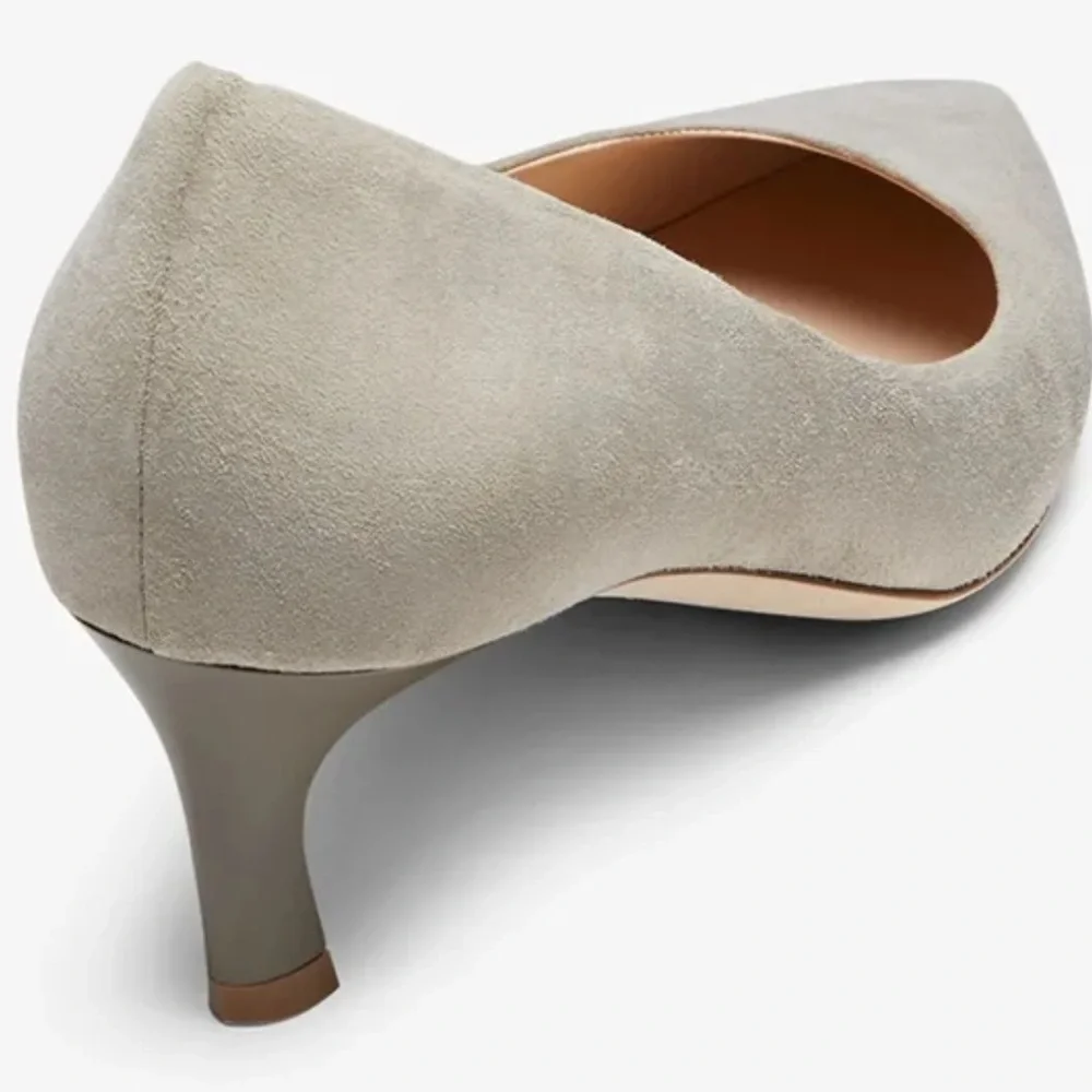 MM Lafleur Lillian Pump Grey Suede Low Kitten Heel Pointed comfortable 9.5